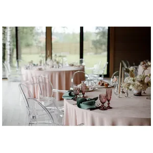 Скатерть канвас "Гамма" пудровая круглая - Фото 5