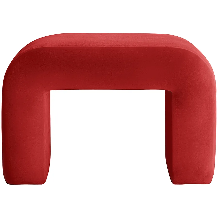 Пуфик "Боу" мини клубничный бархат - Фото миниатюра 1