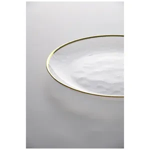 Тарелка "Кристи" прозрачная с золотым кантом средняя - Фото 2