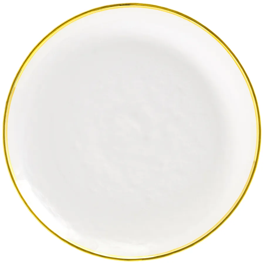 Тарелка "Кристи" прозрачная с золотым кантом средняя - Фото миниатюра 1
