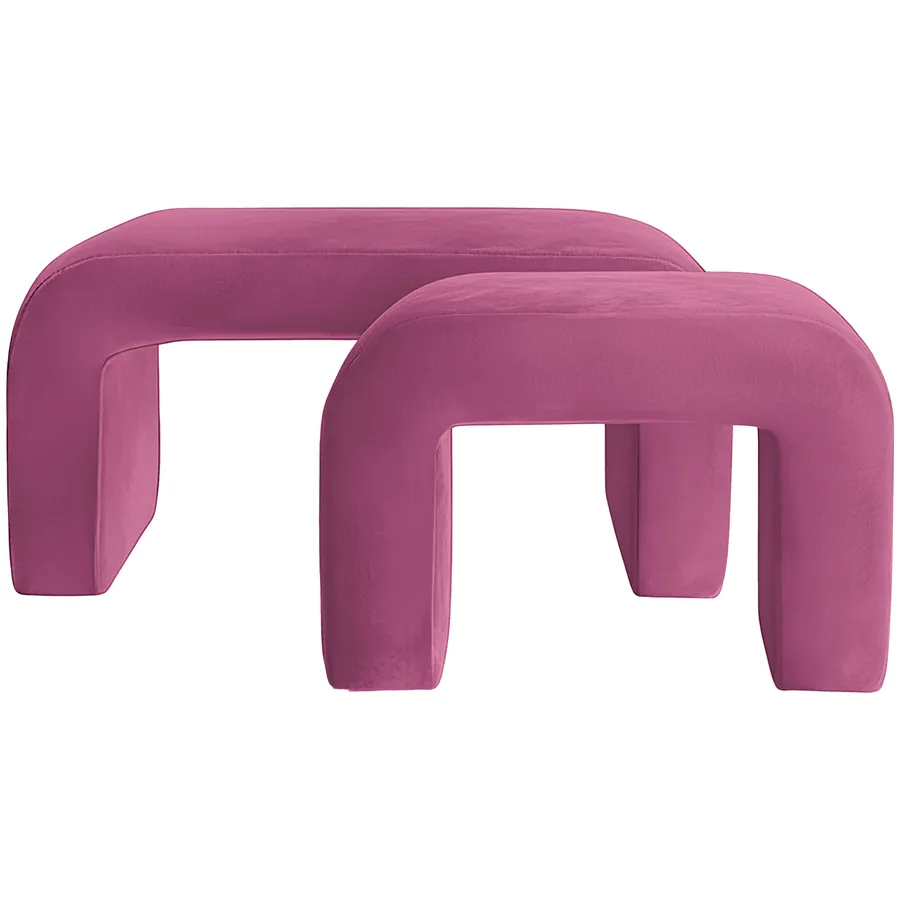 Набор пуфов "Боу" | малиновый бархат - Фото миниатюра 1