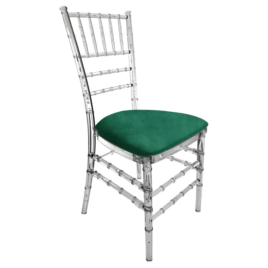 Стул "Тиффани" прозрачный, зеленый малахит бархат - Фото миниатюра 1