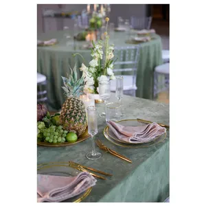 Скатерть бархатная "Бета" светло-зеленая круглая - Фото 3