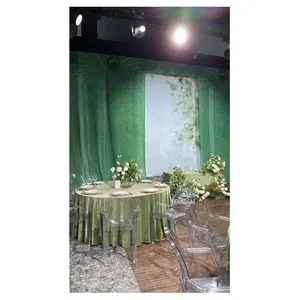 Скатерть бархатная "Бета" светло-зеленая круглая - Фото 4