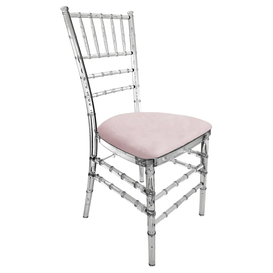 Стул "Тиффани" прозрачный, бледно-розовый бархат - Фото миниатюра 1