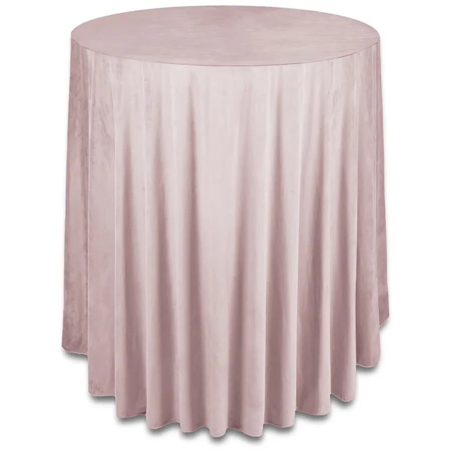 Скатерть бархат "Бета" бледно-розовая для коктейльного стола - Фото миниатюра 1