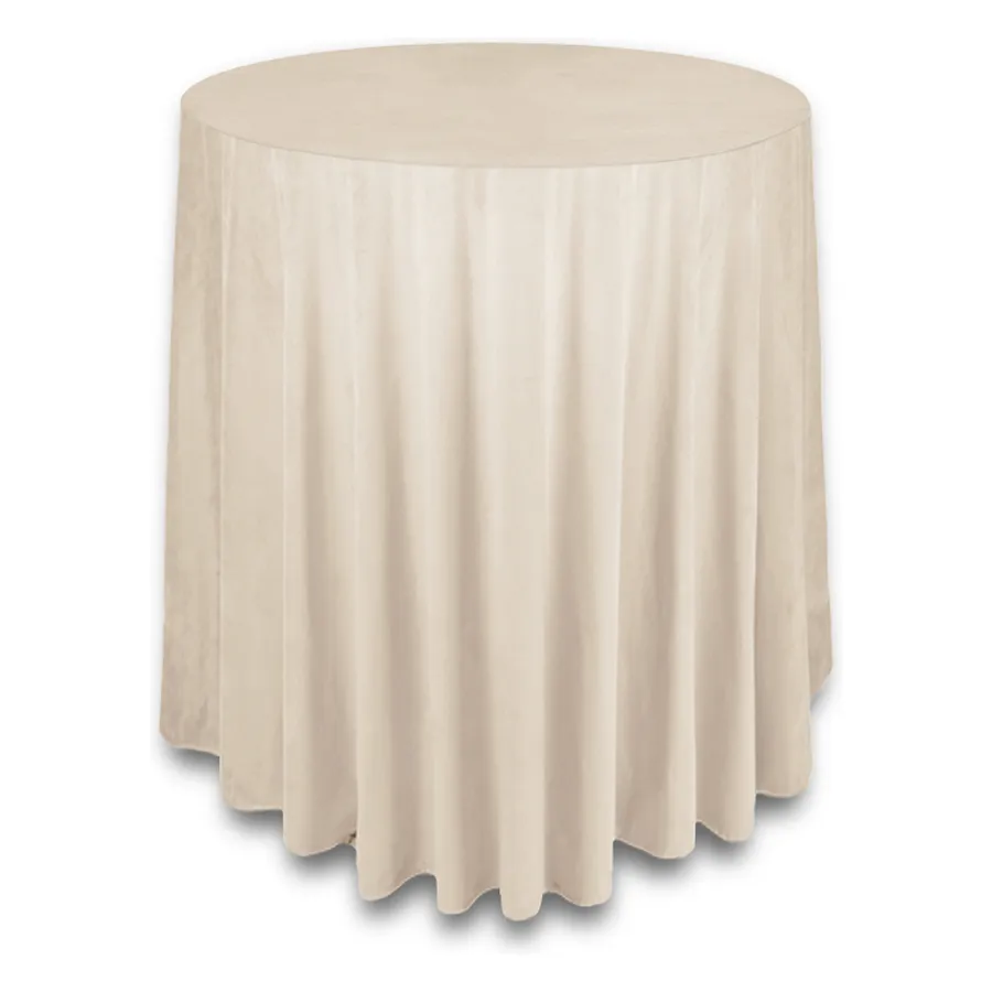 Скатерть бархат "Бета" кокосовый раф для коктейльного стола - Фото миниатюра 1