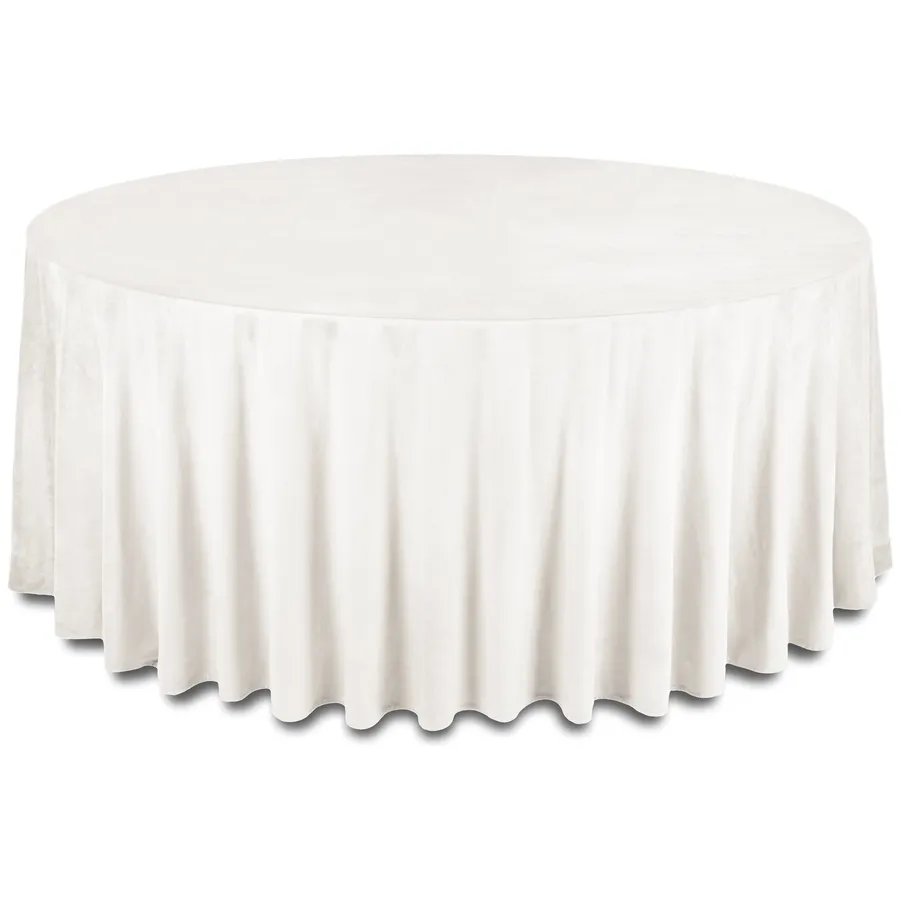 Скатерть бархатная "Бета" жемчужная круглая - Фото миниатюра 1