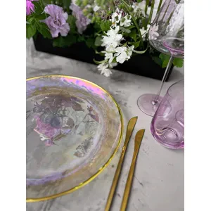 Тарелка "Кристи" перламутровая с золотым кантом - Фото 4