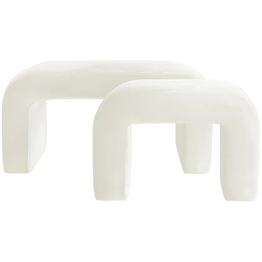 Набор пуфов "Боу" | жемчужный бархат - Фото миниатюра 1