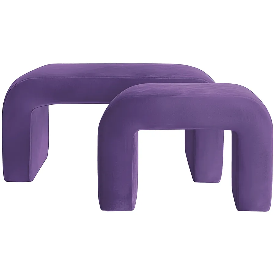 Набор пуфов "Боу" | фиолетовый люпин бархат - Фото миниатюра 1
