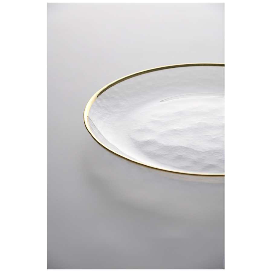 Тарелка "Кристи" прозрачная с золотым кантом большая - Фото миниатюра 2