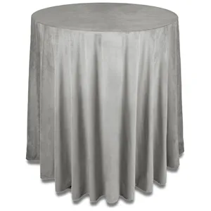 Скатерть бархат "Бета" серая для коктейльного стола