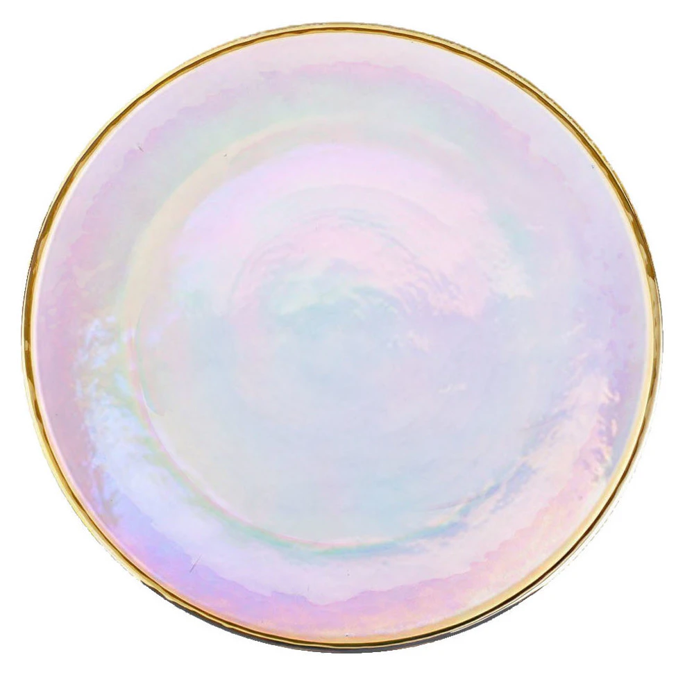 Тарелка "Кристи" перламутровая с золотым кантом