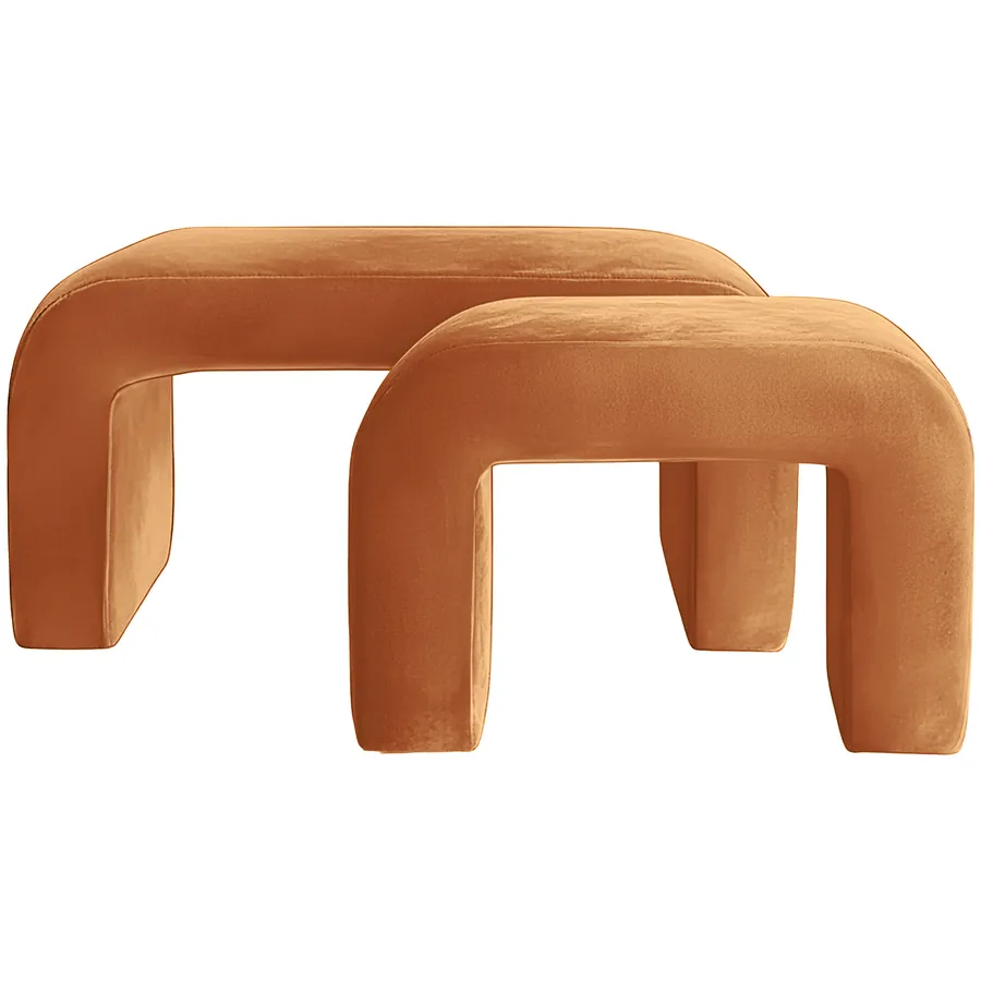 Набор пуфов "Боу" рыжая лиса бархат - Фото миниатюра 1