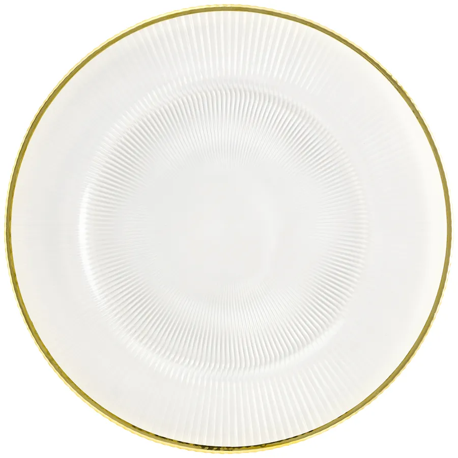 Тарелка  "Мистраль" прозрачная с золотым кантом - Фото миниатюра 1