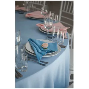 Скатерть "Альфа" пастельно-голубая круглая - Фото 5