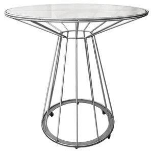 Стол "Минерва" на колесиках серебряный