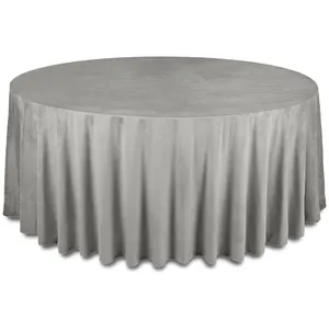 Скатерть бархатная "Бета" серая круглая