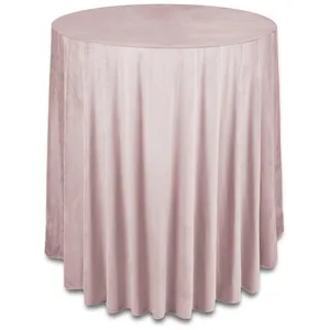 Скатерть бархат "Бета" бледно-розовая для коктейльного стола