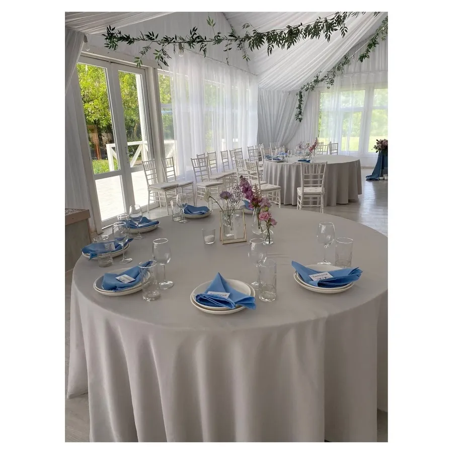 Скатерть "Альфа" светло-серая круглая - Фото миниатюра 6