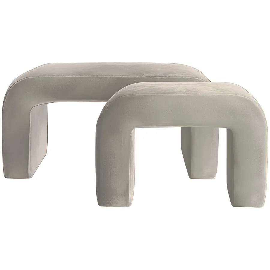 Набор пуфов "Боу" | кокосовый раф бархат - Фото миниатюра 1