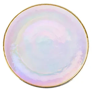 Тарелка "Кристи" перламутровая с золотым кантом - Фото 1