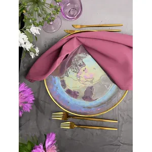 Тарелка "Кристи" перламутровая с золотым кантом - Фото 3