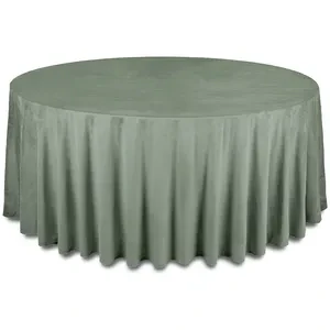 Скатерть бархатная "Бета" шалфей серебристый круглая