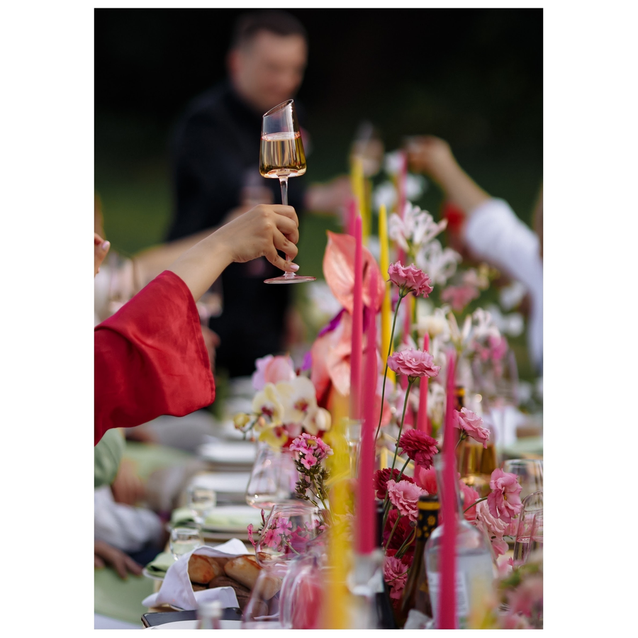 Бокал "Роулинг"  пыльно-розовый под шампанское - Фото миниатюра 3