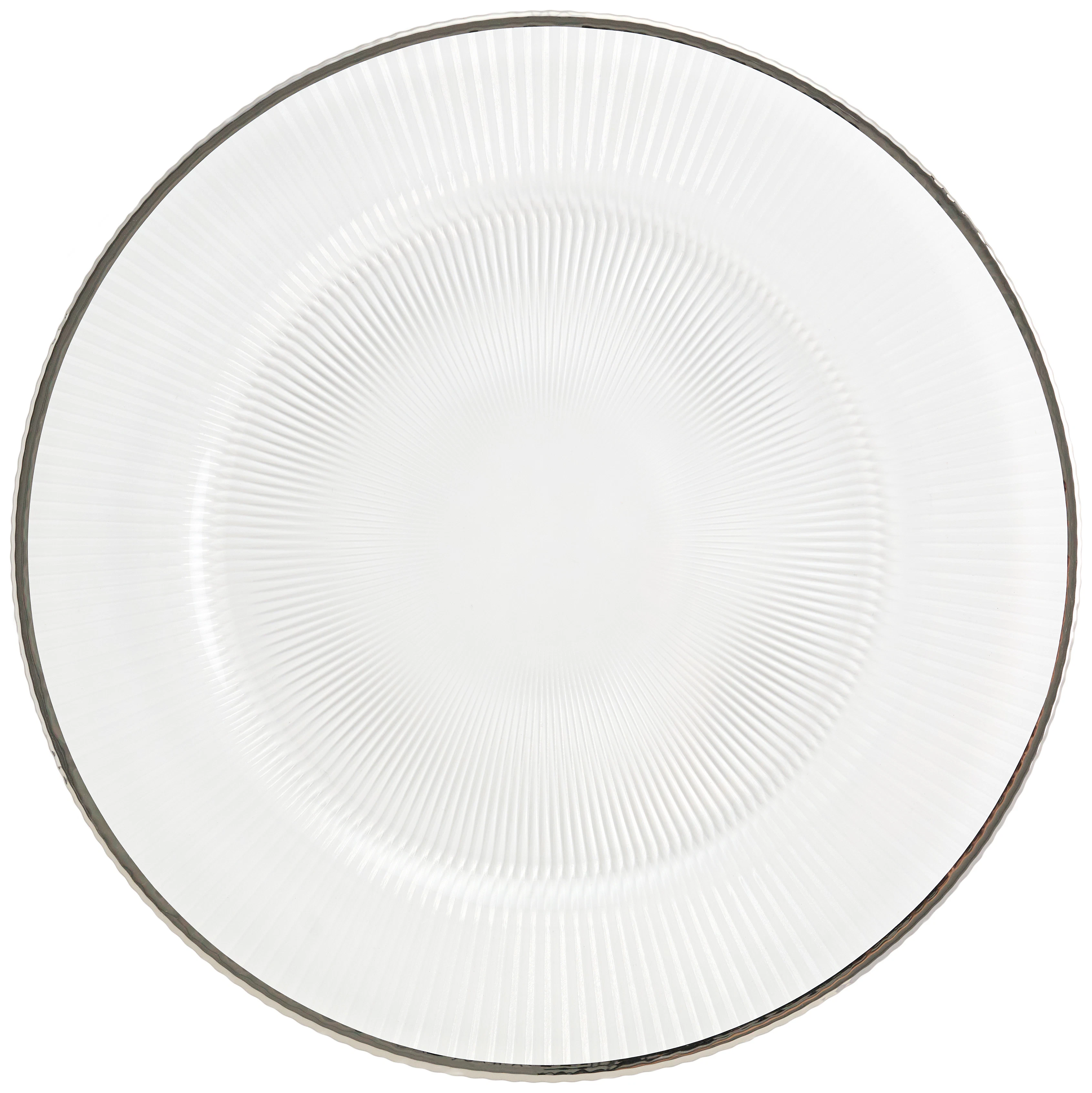 Тарелка "Мистраль" прозрачная с серебряным кантом