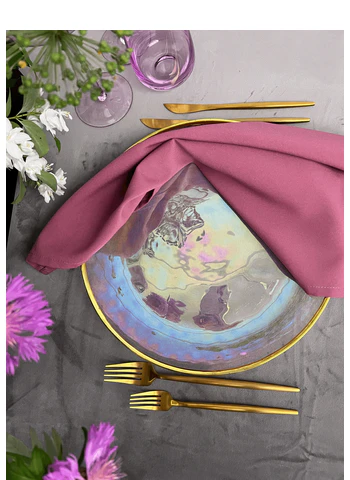 Тарелка "Кристи" перламутровая с золотым кантом