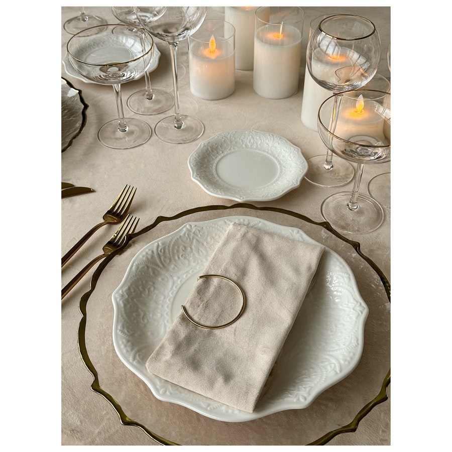 Салфетка бархатная кремовая - Фото миниатюра 2