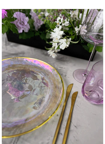 Тарелка "Кристи" перламутровая с золотым кантом