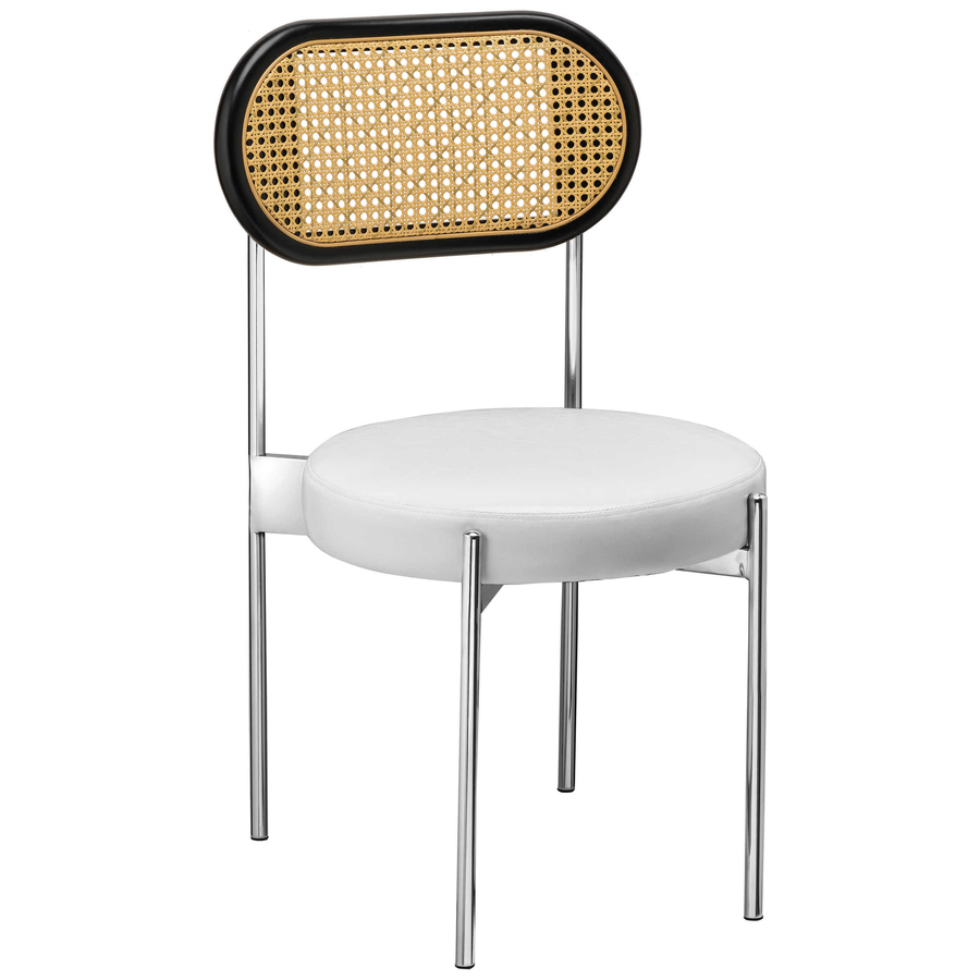 Стул «Тотем» серебряный с ротанговый спинкой черной - Фото миниатюра 1