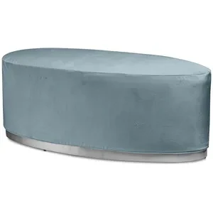 Пуф «Овал» серебряный, серо-голубой бархат