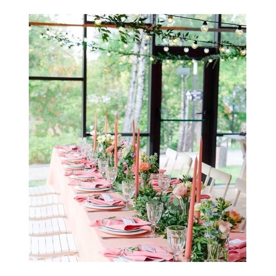 Скатерть круглая габардин розовая - Фото миниатюра 3