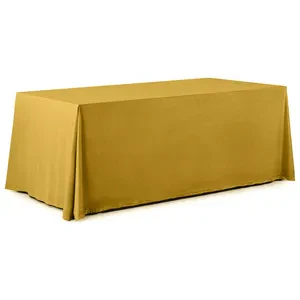 Скатерть прямая широкая бархатная горчичная