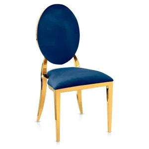 Стул «Вашингтон» золотой, темно-синие подушки из бархата