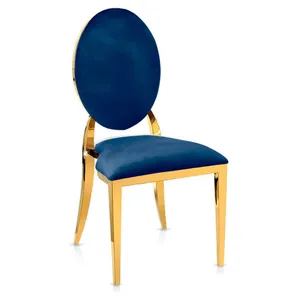 Стул «Вашингтон» золотой, темно-синие подушки из бархата