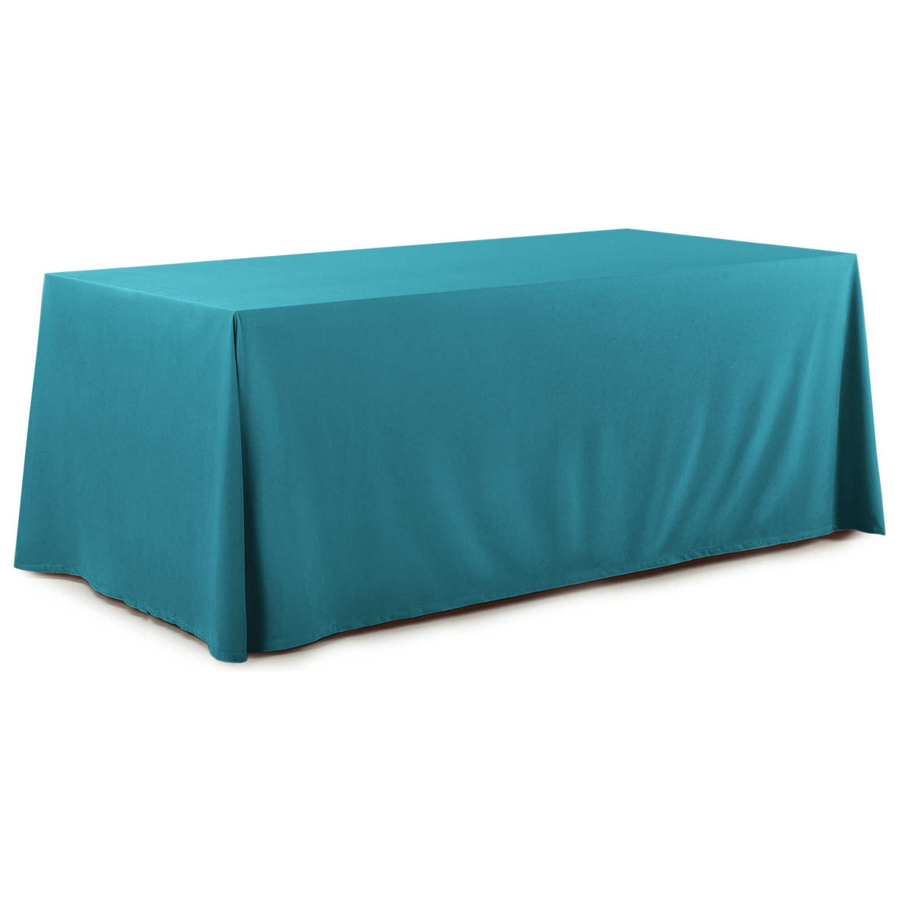 Скатерть прямая широкая бархатная бирюзовая - Фото миниатюра 1