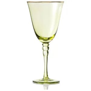 Бокал "Кения" зелёный с золотой каймой для кр.вина 350 мл.