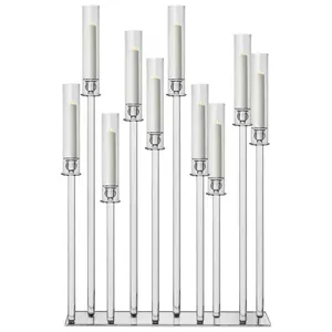 Канделябр «Роу» на 10 свечей прозрачный стеклянный - Фото 2