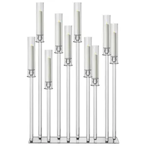 Канделябр «Роу» на 10 свечей прозрачный стеклянный - Фото 2