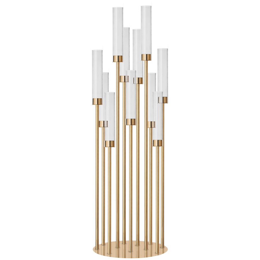 Канделябр «Пламп» на 12 свечей золотой металлический - Фото миниатюра 1