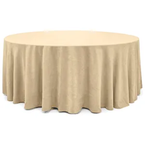 Скатерть круглая из канваса бежевая