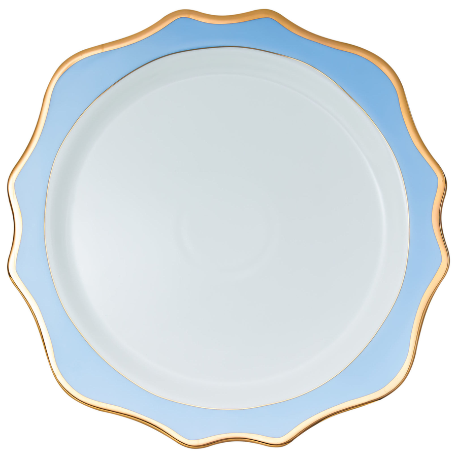 Подстановочная тарелка «Тайга» бело-голубая с золотым кантом - Фото миниатюра 1