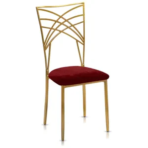 Стул «Хамелеон» золотой, бордовая подушка из бархата