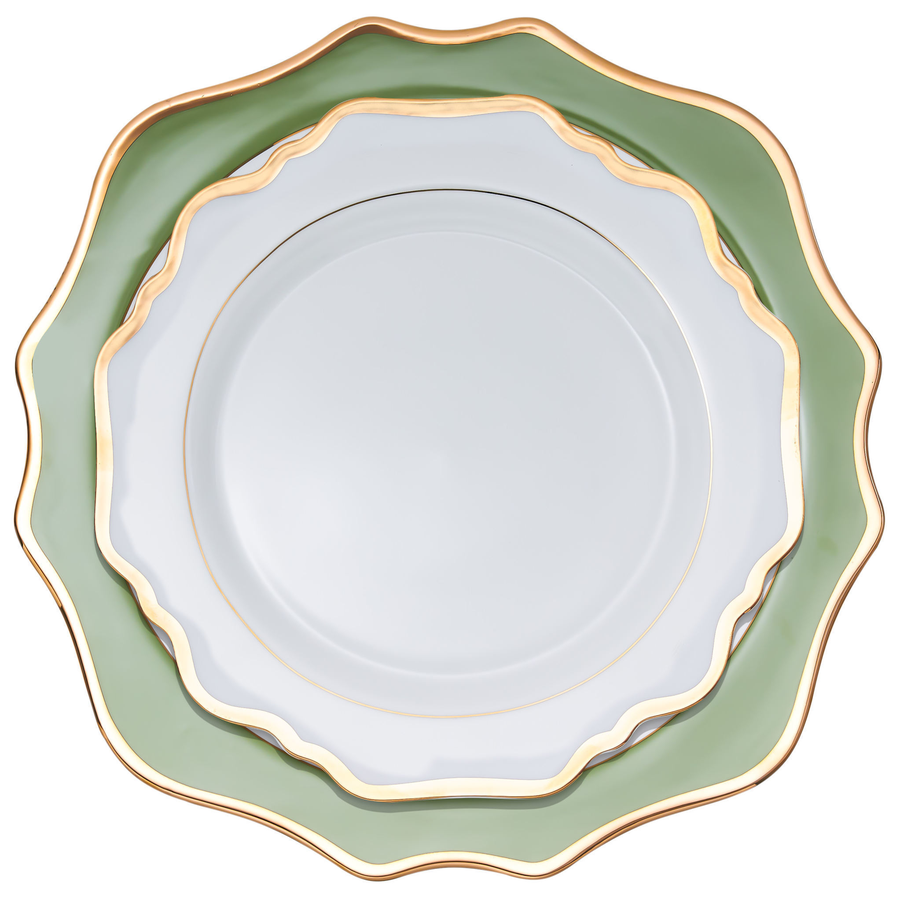 Набор тарелок "Тайга" бело-зеленые с кантом 33 и 26см - Фото миниатюра 1