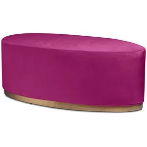 Пуф «Овал» золотой, малиновый бархат